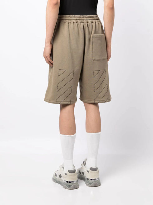 Stitch Diag cotton track shorts